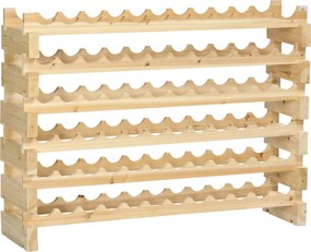 HOMCOM 72 Palackos Borállvány 6 Szintes Függőleges Borállvány 100 kg Teherbírás 114x28x85 cm Természetes Fa | Aosom