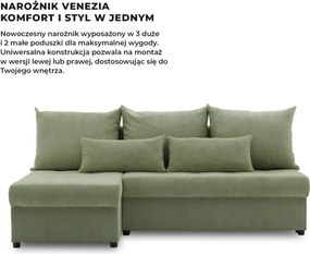 Venezia sarokkanapé, kordbársony, univerzális oldal, bonell töltet, zöld