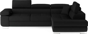 Fekete kinyitható-tárolóhelyes sarokkanapé (jobb oldali-L alakú) Anton – ELTAP
