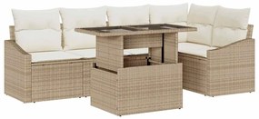 vidaXL Kerti Kanapé Szett párnával tárolóval 6 pcs bézs és krémszínű