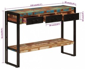 tömör újrahasznosított fa tálalóasztal 110x30x76 cm