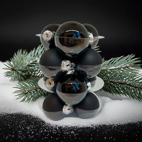 Black üveg karácsonyi gömb szett 12*6cm fekete