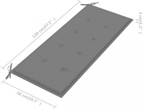 tömör tíkfa Batavia pad szürke párnával 120 cm