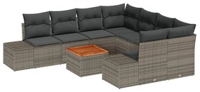 vidaXL Kerti Kanapé Szett párnával 9 pcs Szürke polirattan