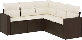 vidaXL 5 részes barna polyrattan kerti ülőgarnitúra párnával