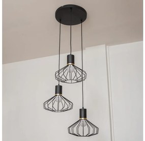 SOLANO kábeles csillár 3xE27/15W/230V fekete/arany