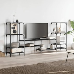 fekete szerelt fa TV-szekrény 206,5x28,5x95 cm
