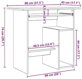 vidaXL sonoma tölgy színű szerelt fa íróasztal 80 x 45 x 74 cm