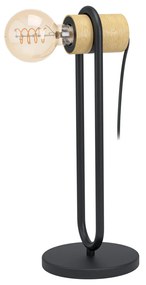 Eglo 43543 Chieveley asztali lámpa, fa díszítéssel, fekete, E27 foglalattal, max. 1x28W, IP20