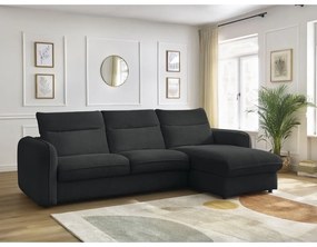 Fekete kinyitható sarokkanapé (variálható) Achille – Bobochic Paris