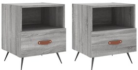 2 db szürke sonoma színű szerelt fa éjjeliszekrény 40x35x47,5cm