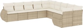 vidaXL 10 részes bézs polyrattan kerti ülőgarnitúra párnával
