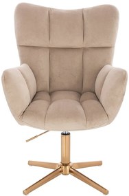 HR650CROSS Latte modern velúr szék arany lábbal