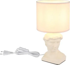 Globo 21732CU Asztali lámpa, kerámia bézs színű, textil bézs színű, kábel PVC fehér, billenőkapcsoló a kábelen, ø: 175mm, M: 330mm, kábel hossza 1300mm, 1x E14 40W 230V izzó nélkül