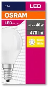 LED izzó, E14, kisgömb, P45, 5,7W, 470lm, 2700K (MF), OSRAM Value (OLEDE1405)