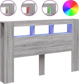 vidaXL szürke sonoma szerelt fa LED-es fejtámla 160x18,5x103,5 cm