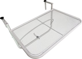 Outsunny Erkélyi Függő Asztal - 3 Szinten Állítható, Fém, Időjárásálló, 60 x 56,5 cm, Fehér | Aosom