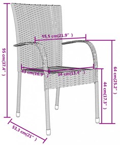 vidaXL 3 részes barna polyrattan kerti étkezőgarnitúra
