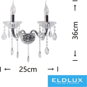 UNIVERSO Fali lámpa 2 karos 2xE14 Max.40W D29x36cm króm