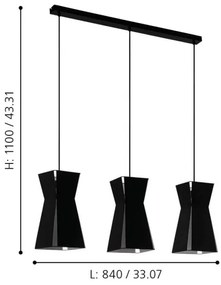 Eglo 99083 - Csillár zsinóron VALECROSIA 3xE27/40W/230V