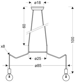 Csillár zsinóron BASSO 8xE27/40W/230V fehér