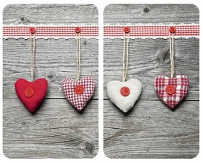 Edzett üveg tűzhely fedőlap szett 2 db-os 30x52 cm Heart – Wenko