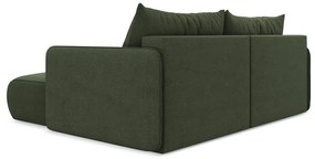 Zöld kinyitható-tárolóhelyes sarokkanapé (jobb oldali) Nanea – Makamii