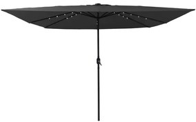 Négyzet Kert Napernyő LED Fénnyel 295x245 cm Antracit