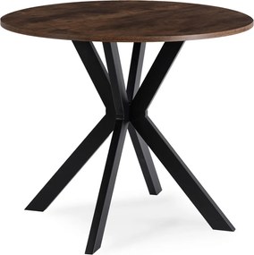 Kerek Étkezőasztal Rusztikus Tölgy/Fekete Színben. LAUREN 80 cm