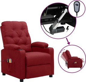 vidaXL bordó szövet elektromos masszázsfotel