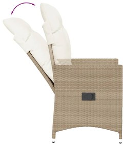 3 részes bézs polyrattan bisztrógarnitúra párnával