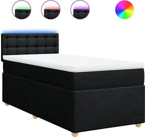 vidaXL fekete szövet rugós ágy matraccal 90x190 cm