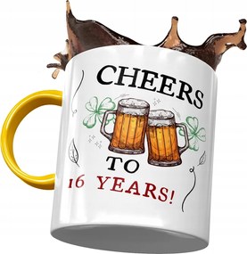 Sárga Bögre Születésnapra 16 16. 16. Ajándék Nyomtatott Fotóval