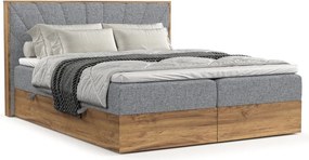 Szürke-natúr színű ágyneműtartós boxspring ágy 160x200 cm Asahi – Maison de Rêve