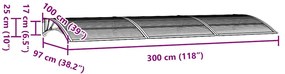 fekete polikarbonát ajtóelőtető 300 x 100 cm
