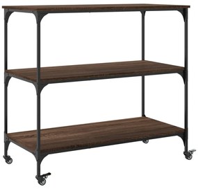 barna tölgyszínű szerelt fa konyhai kocsi 102 x 50 x 95 cm