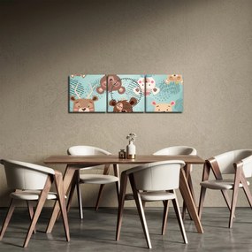 Kép - vidám mackók (órával) (90x30 cm)
