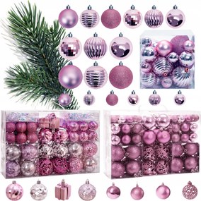 Karácsonyfadísz Lila-rózsaszín Lila Rose Karácsonyfadísz Szett 208db-os