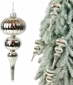 Nagy Ezüst Díszbomba Üveg Premium Üveg karácsonyfadísz gömbök 19 cm