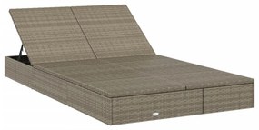 kétszemélyes szürke polyrattan napozóágy párnákkal
