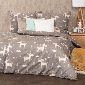 4Home Happy reindeer flanel ágyneműhuzat, 140 x 200 cm, 70 x 90 cm