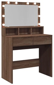barna tölgy színű fésülködőasztal LED-del 80 x 41 x 134,5 cm