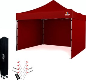 Szerelhető sátor 3x3m Ünnepségekre: Vízálló Védelem és Villámgyors Összecsukás - plusz 3 oldalfal - Piros