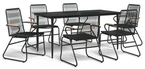 vidaXL 7 részes fekete PVC rattan kerti étkezőgarnitúra