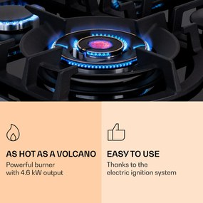 Ignito Max 4, gázfőzőlap, 4 égő, 9,1 kW, üvegkerámia, 60 cm