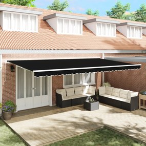 Kézi Behúzható Napellenző Fekete 600x300 cm