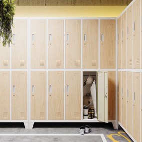 Pléh öltözőszekrény lábakon, 10 rekeszes BARTEK, 1360 x 1720 x 450 mm, Eco Design: fehér/ sonoma tölgy