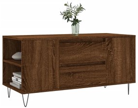 Barna tölgyszínű szerelt fa dohányzóasztal 102 x 44,5 x 50 cm