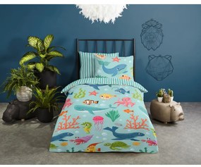 Kék egyszemélyes pamut gyerek ágyneműhuzat 140x200 cm Ocean – Good Morning