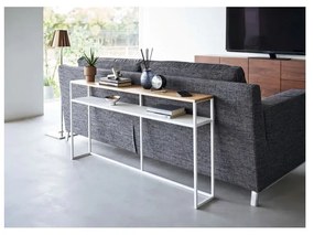 Fehér-világosbarna konzolasztal kőrisfa dekorral 20,5x126 cm Tower – YAMAZAKI